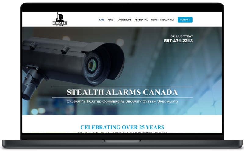 Stealth Alarms Website Mockup
